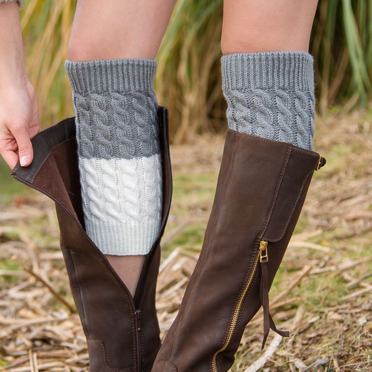 Double-block Contrast Color Two-color Boot Cover Knitted Foot Warmer