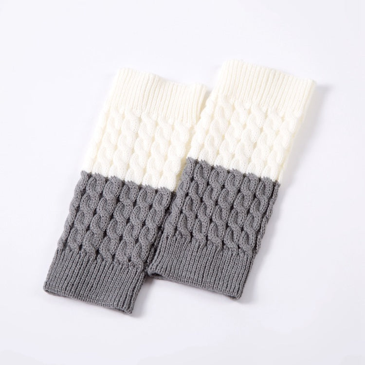 Double-block Contrast Color Two-color Boot Cover Knitted Foot Warmer