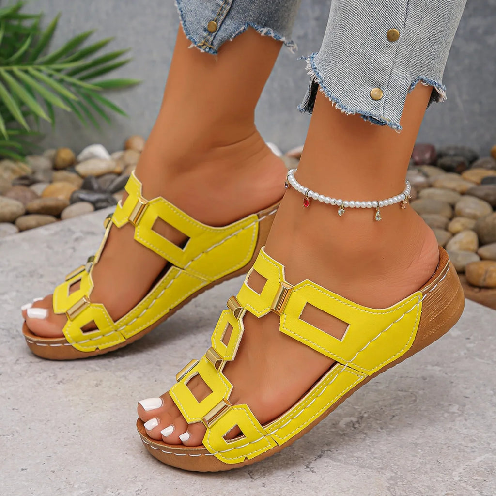 Women Slippers Fashion Thick-soled Large-size Shoes for Women New Summer Wedge Sandals Open-toe Casual Slippers Slides Women
