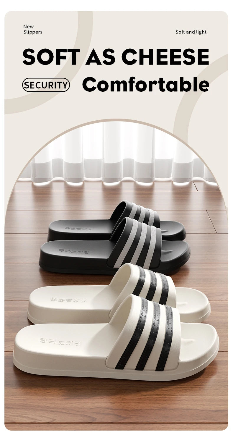 Cold slippers for women in summer, fashionable outerwear for couples, thick soled, non slip, one line mop, bathroom slippers