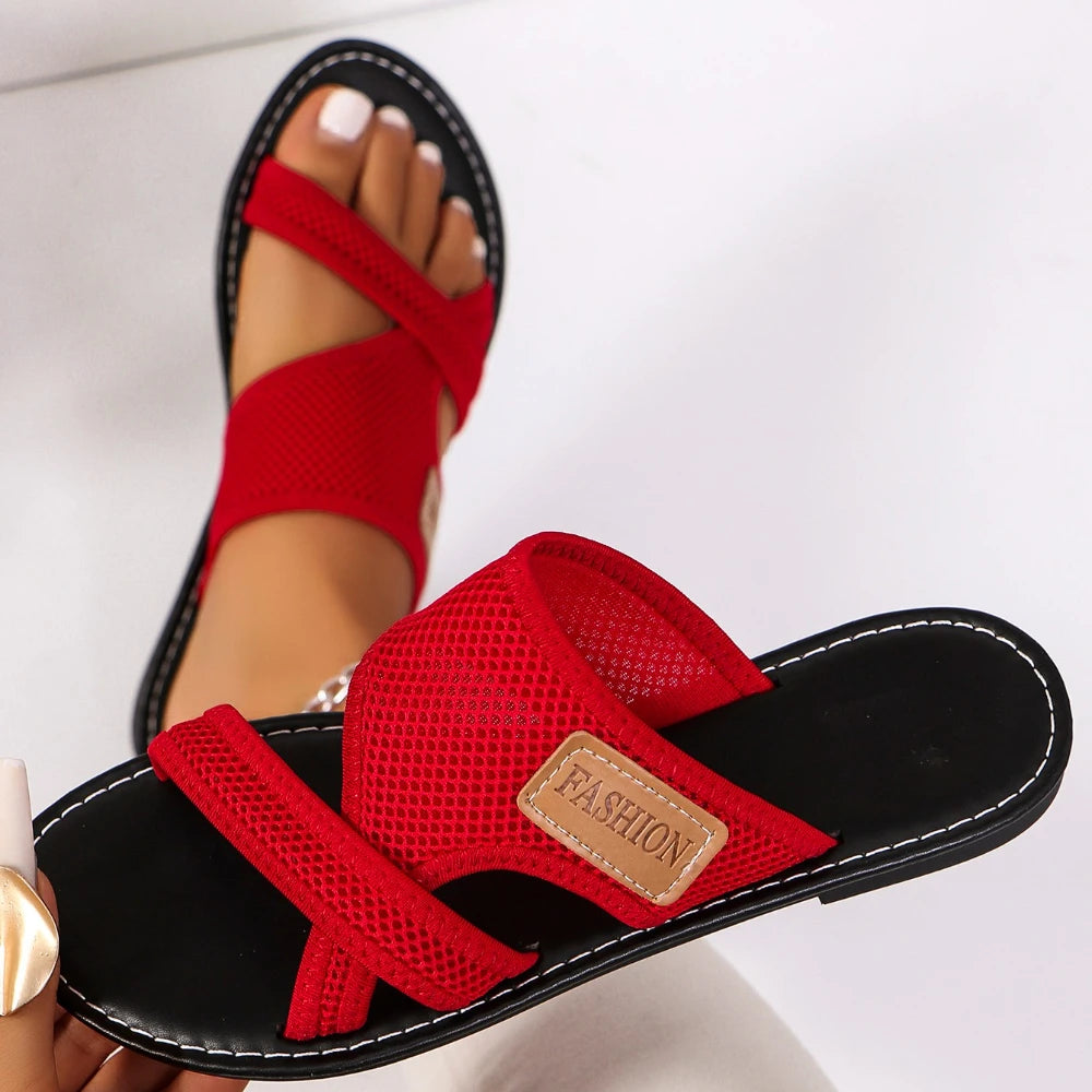 Women's Slippers 2025 New Fashion Open Toe Solid Comfort Sandals Casual Sliding Outdoor Beach Slide Women's Shoes Flip Flops