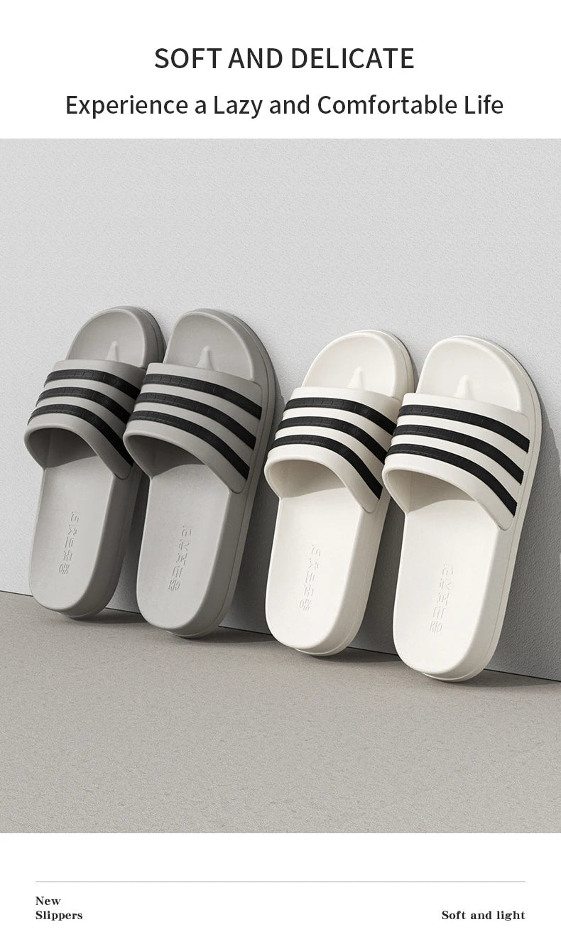 Cold slippers for women in summer, fashionable outerwear for couples, thick soled, non slip, one line mop, bathroom slippers