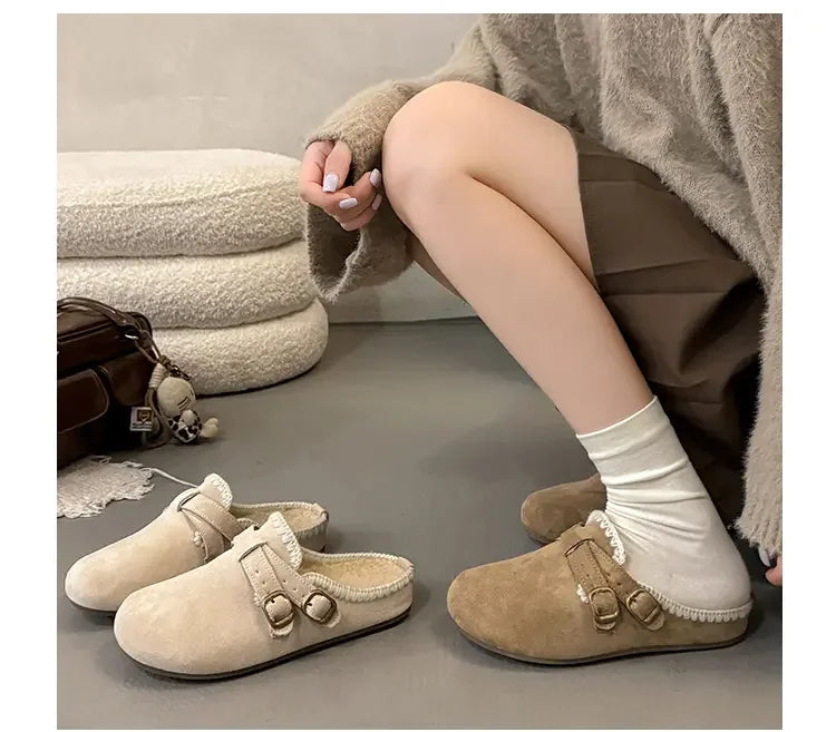 Women Shoes Comfort Lined Slippers Soft Sole Winter Warm Indoor Outdoor Shoes Elegant Couple Slippers Zapatos De Mujer