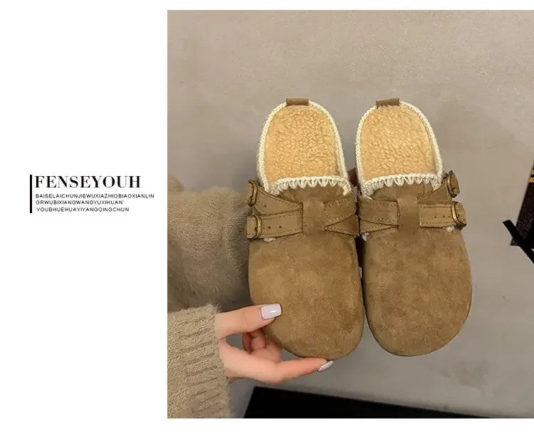 Women Shoes Comfort Lined Slippers Soft Sole Winter Warm Indoor Outdoor Shoes Elegant Couple Slippers Zapatos De Mujer