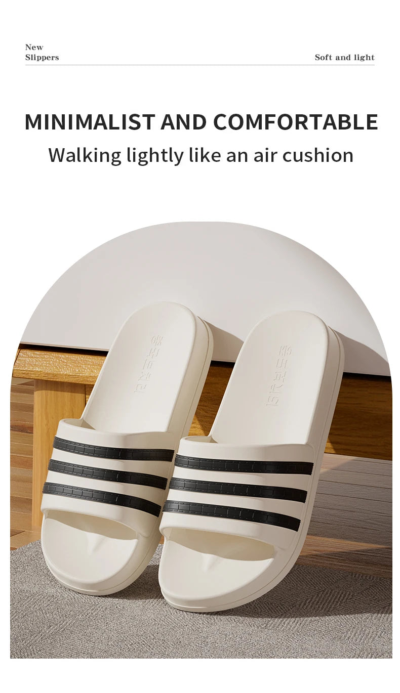 Cold slippers for women in summer, fashionable outerwear for couples, thick soled, non slip, one line mop, bathroom slippers