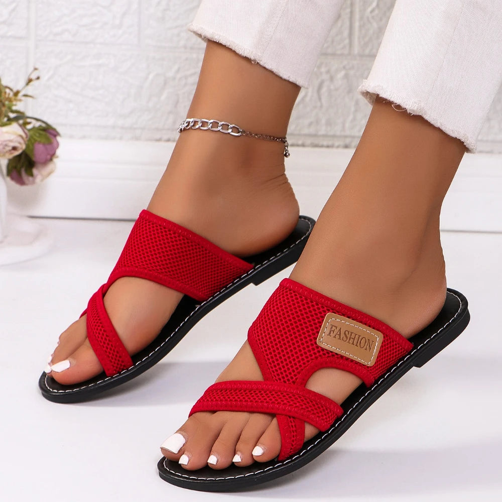 Women's Slippers 2025 New Fashion Open Toe Solid Comfort Sandals Casual Sliding Outdoor Beach Slide Women's Shoes Flip Flops