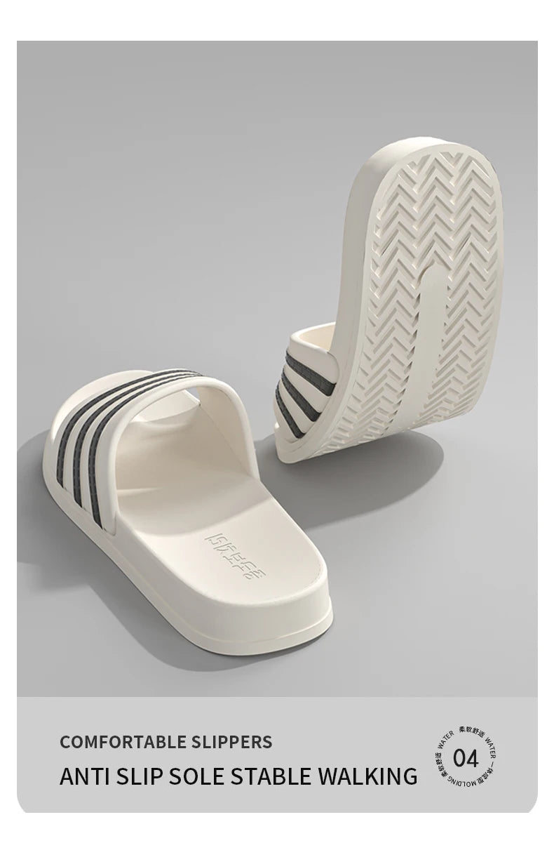 Cold slippers for women in summer, fashionable outerwear for couples, thick soled, non slip, one line mop, bathroom slippers