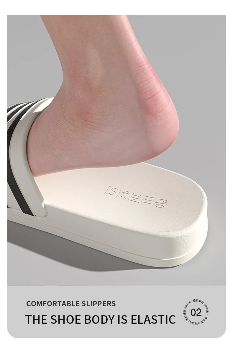 Cold slippers for women in summer, fashionable outerwear for couples, thick soled, non slip, one line mop, bathroom slippers