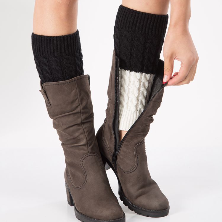Double-block Contrast Color Two-color Boot Cover Knitted Foot Warmer