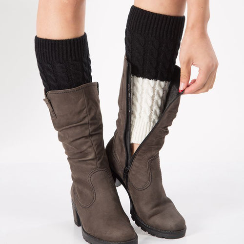 Double-block Contrast Color Two-color Boot Cover Knitted Foot Warmer